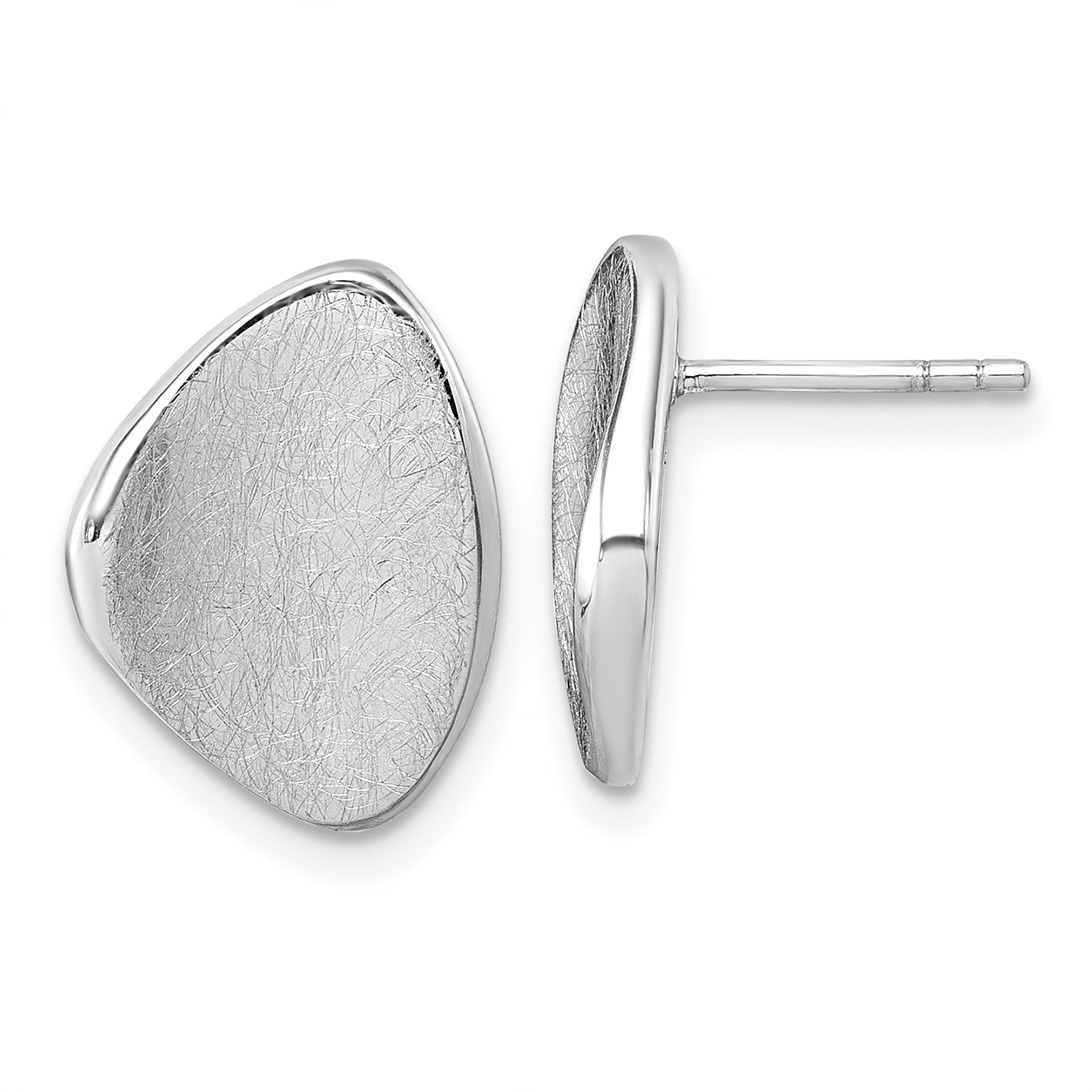 Sterling Silver Rhodium-plated Scratch Finish Fancy Abstract Post Earrings Main image