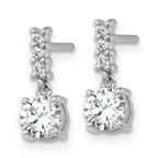 Sterling Silver Rhodium-plated Polished Round CZ Post Dangle Earrings