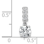 Sterling Silver Rhodium-plated Polished Round CZ Dangling Chain Slide Pendant
