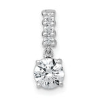 Sterling Silver Rhodium-plated Polished Round CZ Dangling Chain Slide Pendant