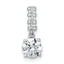 Sterling Silver Rhodium-plated Polished Round CZ Dangling Chain Slide Pendant