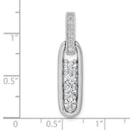 Sterling Silver Rhodium-plated Polished CZ Elongated Oval Pendant