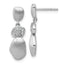 Sterling Silver Rhodium-plated Brushed and Polished Crystal Dangle Post Earrings
