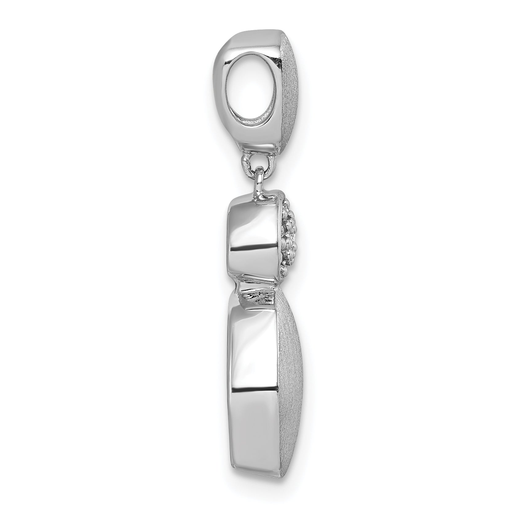 Sterling Silver Rhodium-plated Brushed and Polished Crystal Chain Slide Pendant Secondary image