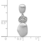 Sterling Silver Rhodium-plated Brushed and Polished Crystal Chain Slide Pendant