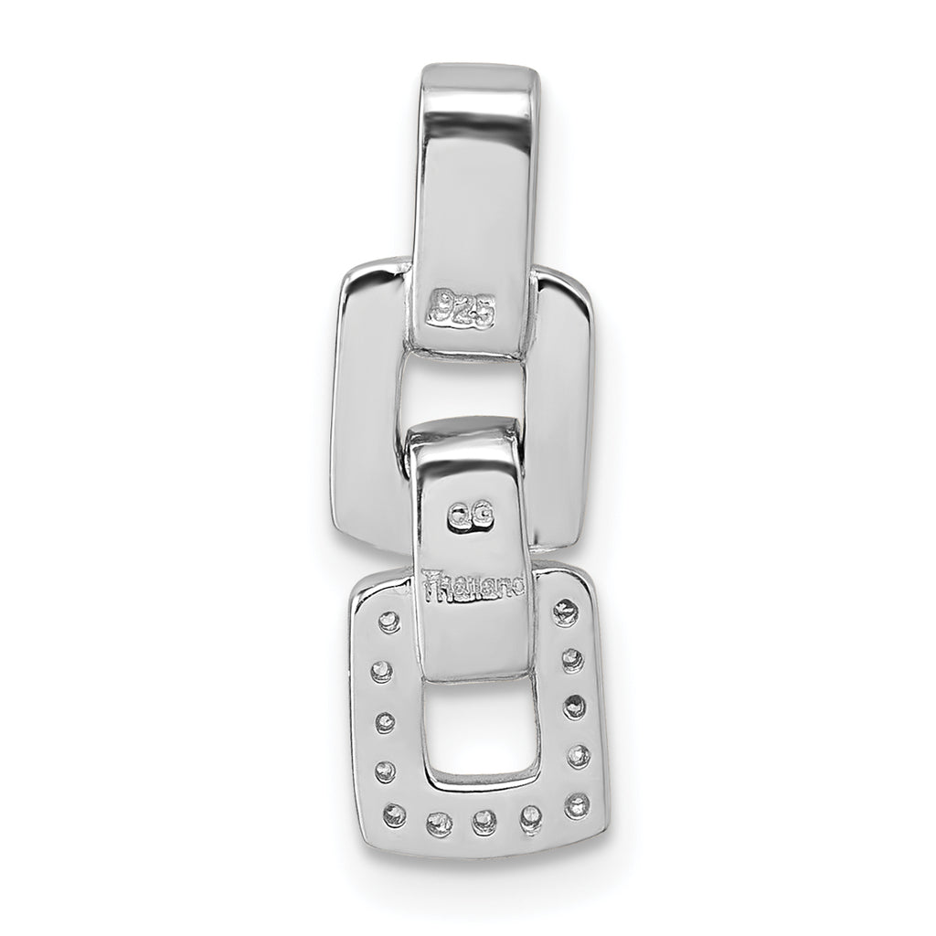 Sterling Silver Rhodium-plated Polished White CZ Double Square Pendant
