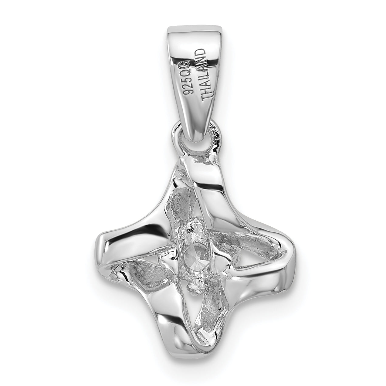 Sterling Silver Rhodium-plated Polished CZ Twisted Pendant