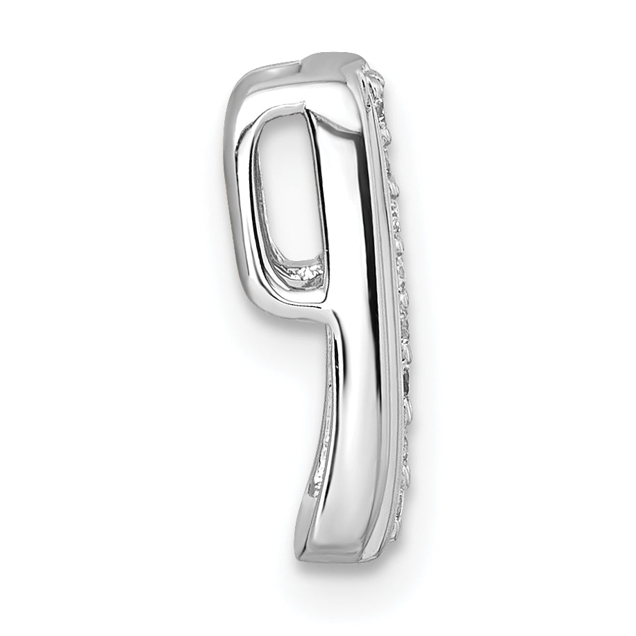 Sterling Silver Rhodium-plated Polished White CZ Chain Slide Pendant Secondary image