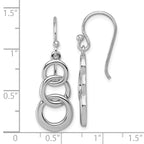 Sterling Silver Rhodium-plated Polished Triple Circle Dangle Shepherd Hook Earrings