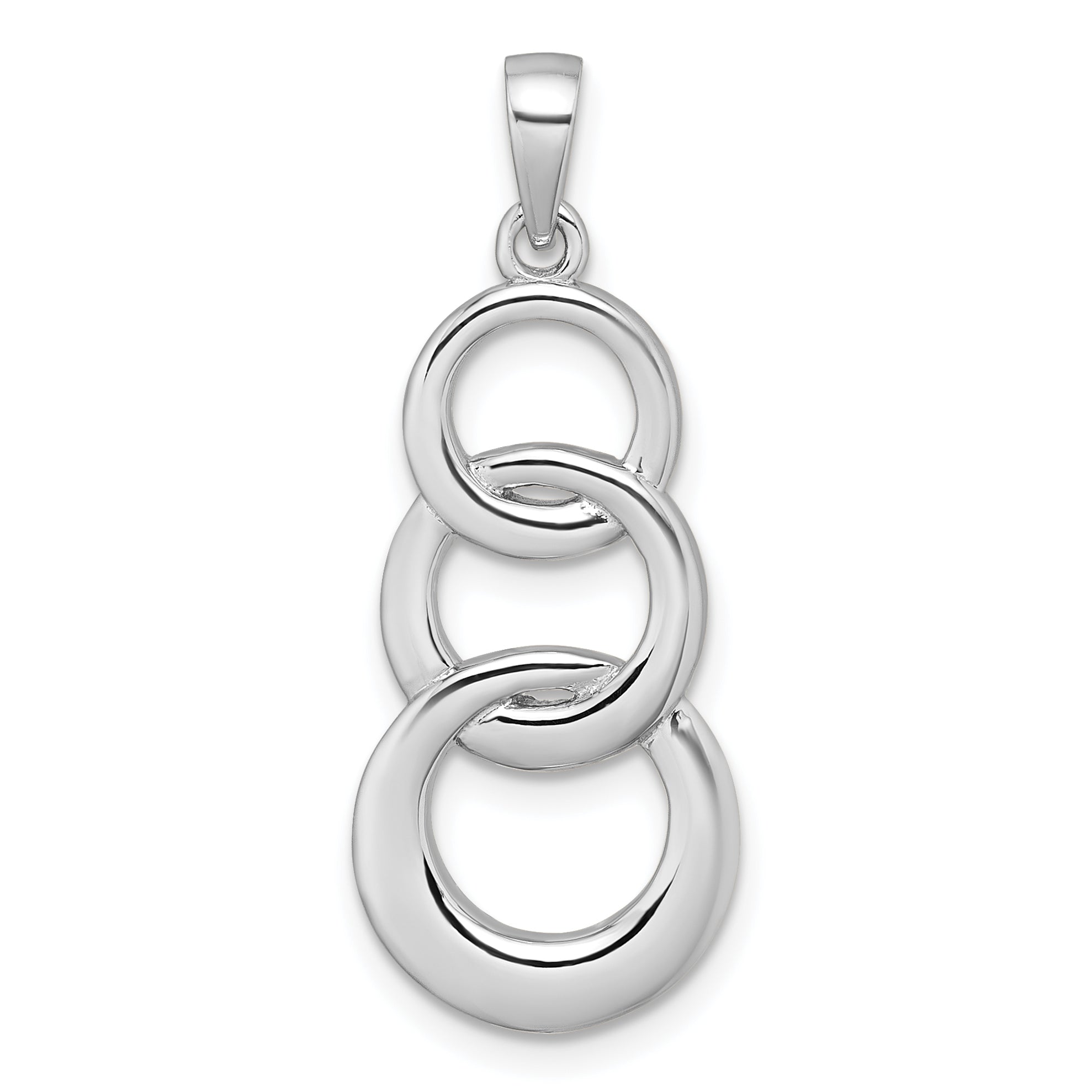 Sterling Silver Rhodium-plated Polished Triple Circle Pendant Main image