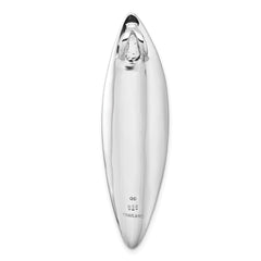 Sterling Silver Rhodium-plated Polished and Brushed Fancy Concave Oval Chain Slide Pendant