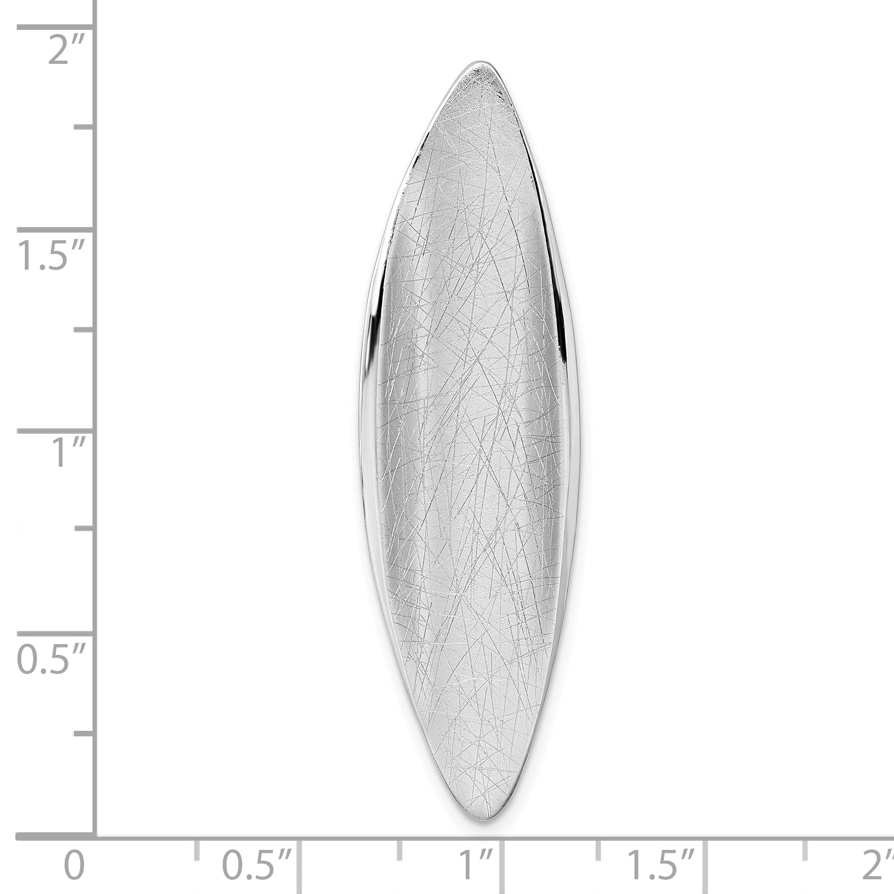 Sterling Silver Rhodium-plated Polished and Brushed Fancy Concave Oval Chain Slide Pendant