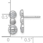 Sterling Silver Rhodium-plated Polished and Satin CZ  3-Circles Post Earrings