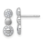 Sterling Silver Rhodium-plated Polished and Satin CZ  3-Circles Post Earrings