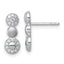 Sterling Silver Rhodium-plated Polished and Satin CZ  3-Circles Post Earrings