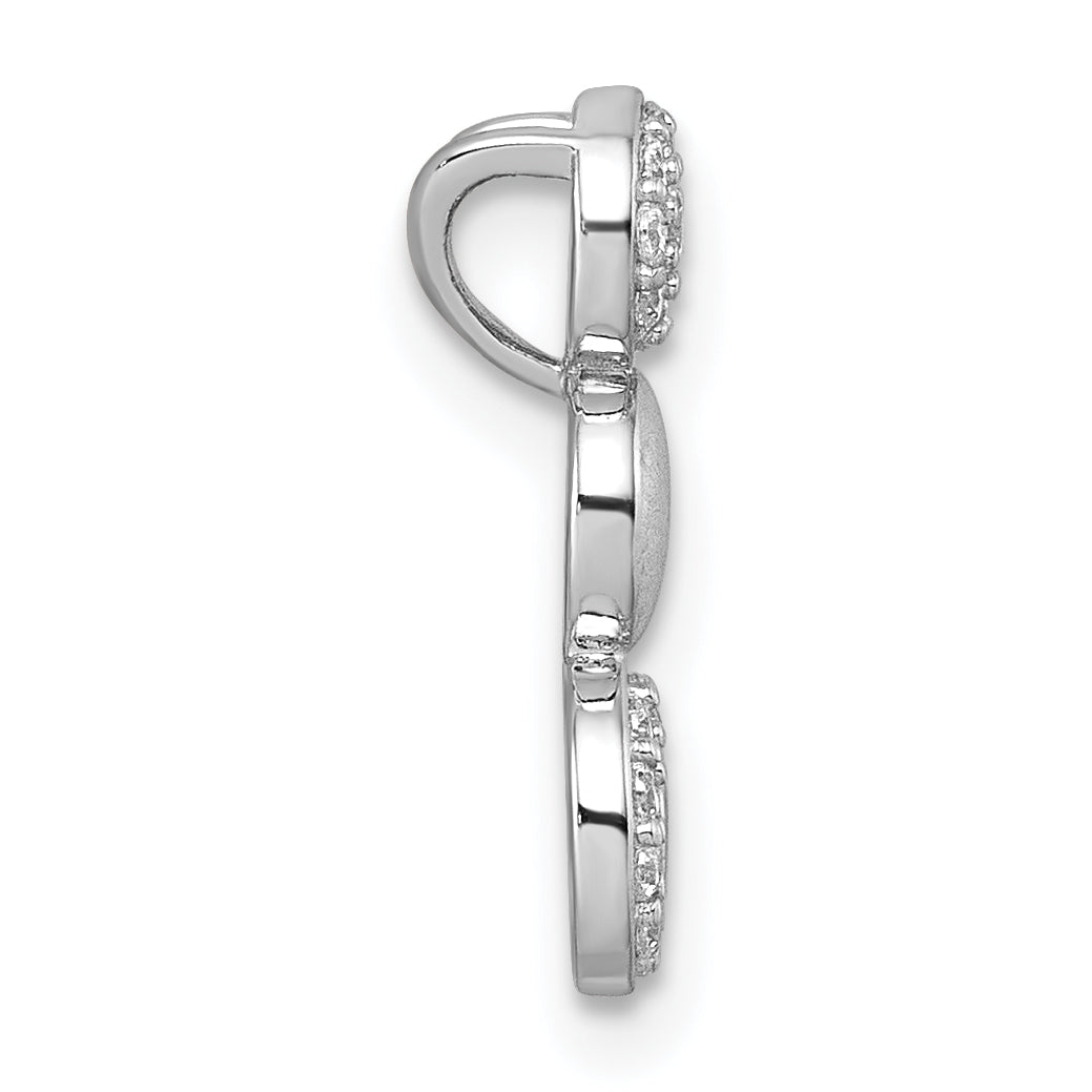 Sterling Silver Rhodium-plated Polished and Satin CZ  3-Circles Chain Slide Pendant Secondary image