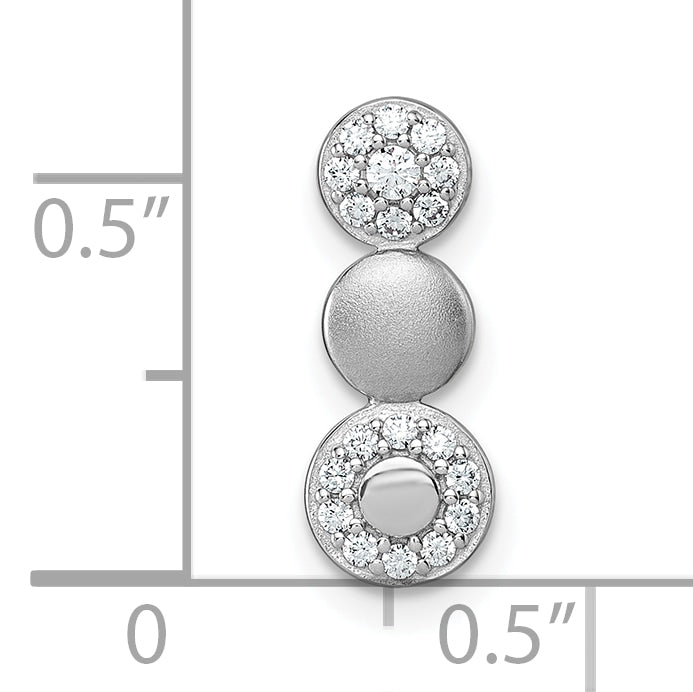 Sterling Silver Rhodium-plated Polished and Satin CZ  3-Circles Chain Slide Pendant