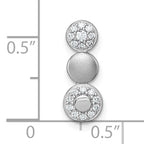 Sterling Silver Rhodium-plated Polished and Satin CZ  3-Circles Chain Slide Pendant