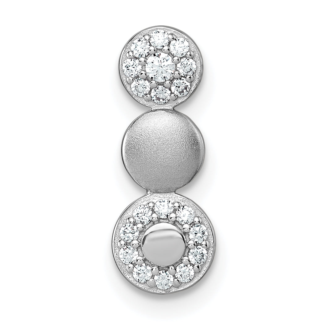 Sterling Silver Rhodium-plated Polished and Satin CZ  3-Circles Chain Slide Pendant Main image