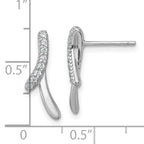 Sterling Silver Rhodium-plated Polished Fancy CZ Ribbon Post Earrings