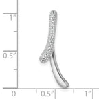 Sterling Silver Rhodium-plated Polished Fancy CZ Ribbon Chain Slide Pendant