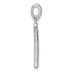 Sterling Silver Rhodium-plated CZ Oval Dangle Pendant