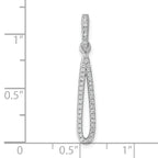Sterling Silver Rhodium-plated CZ Oval Dangle Pendant