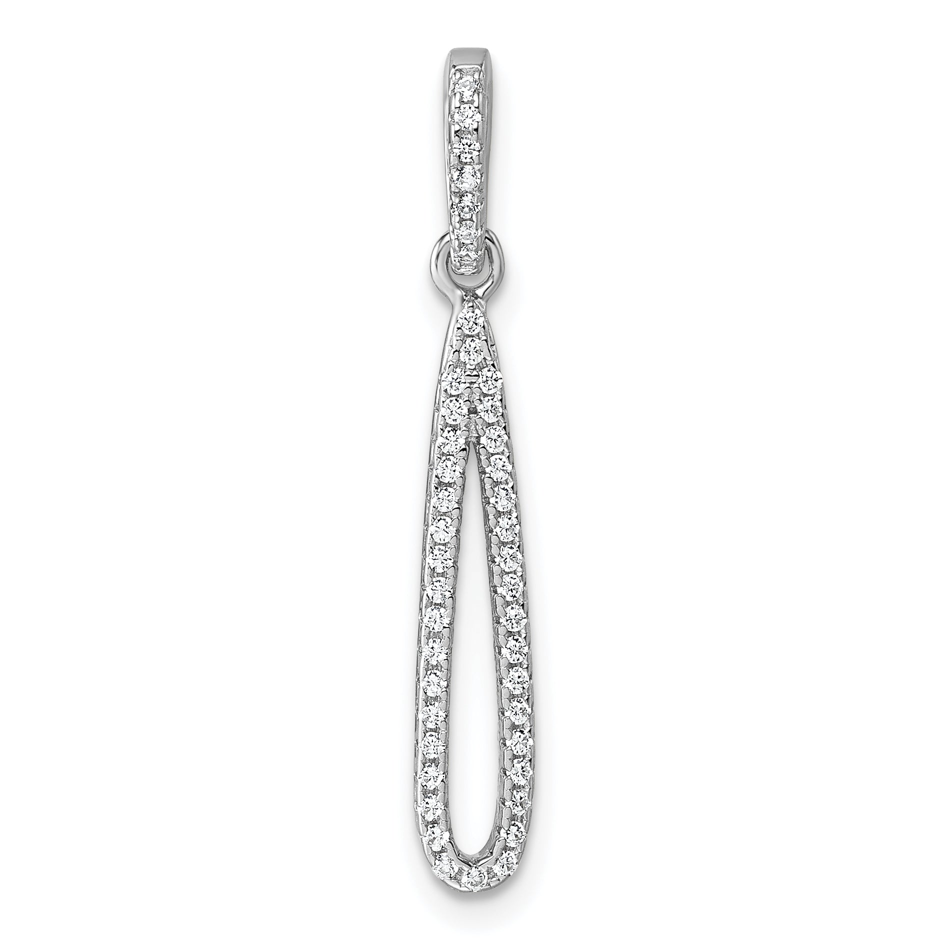 Sterling Silver Rhodium-plated CZ Oval Dangle Pendant Main image