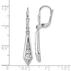 Sterling Silver Rhodium-plated Polished Fancy CZ Kite-shaped Leverback Earrings
