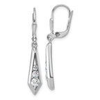 Sterling Silver Rhodium-plated Polished Fancy CZ Kite-shaped Leverback Earrings