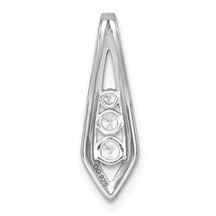 Sterling Silver Rhodium-plated Polished Fancy CZ Kite-shaped Chain Slide Pendant
