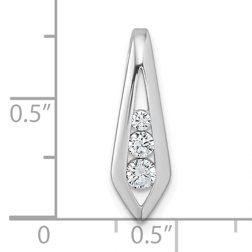 Sterling Silver Rhodium-plated Polished Fancy CZ Kite-shaped Chain Slide Pendant