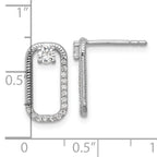 Sterling Silver Rhodium-plated CZ Textured Rectangle Post Earrings