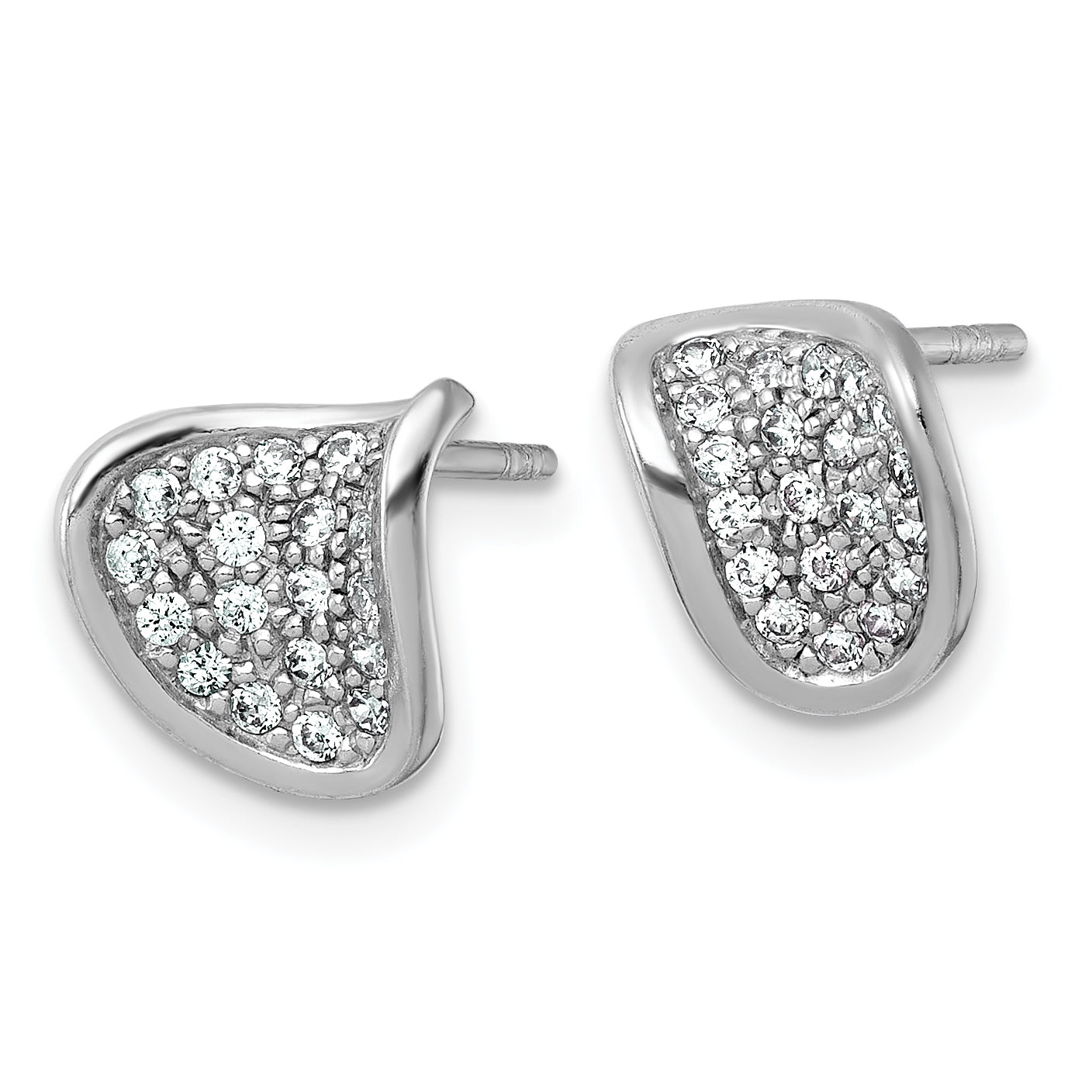 Sterling Silver Rhodium-plated Polished Fancy Curved CZ Post Earrings