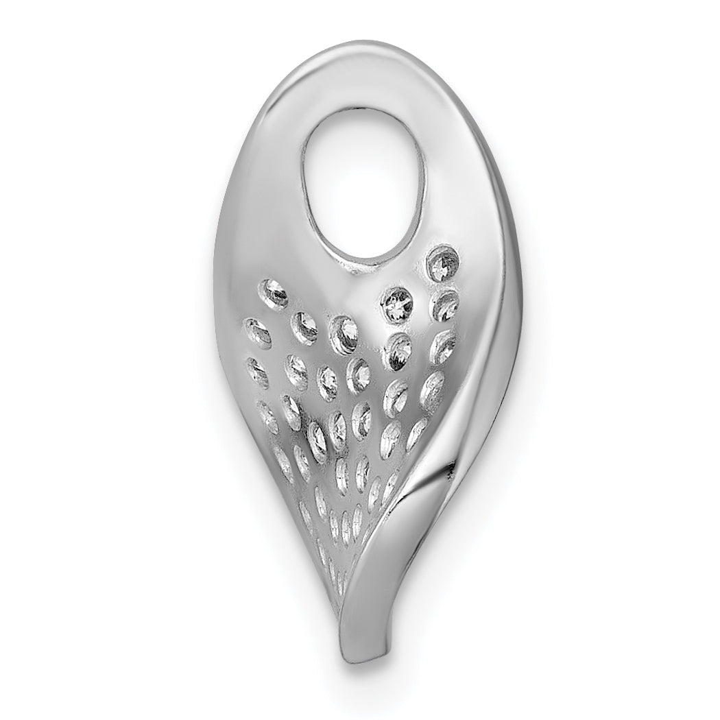 Sterling Silver Rhodium-plated Polished Fancy Curved CZ Pendant Secondary image