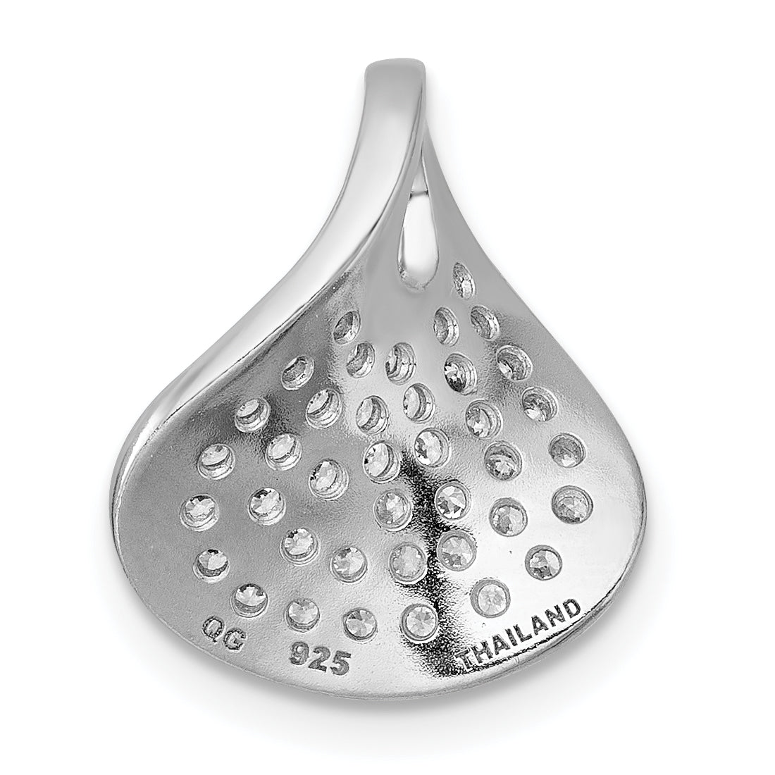 Sterling Silver Rhodium-plated Polished Fancy Curved CZ Pendant