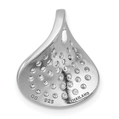 Sterling Silver Rhodium-plated Polished Fancy Curved CZ Pendant