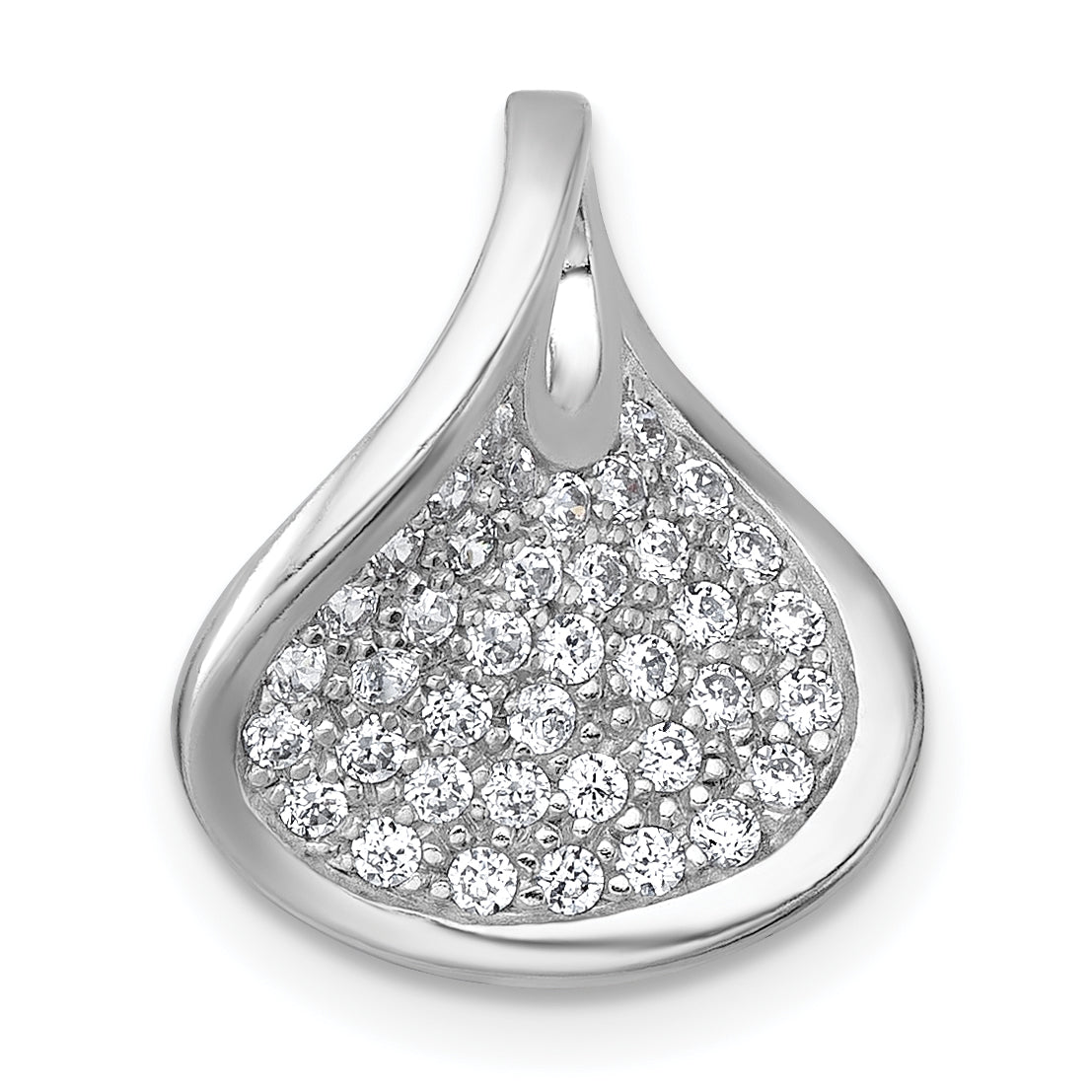 Sterling Silver Rhodium-plated Polished Fancy Curved CZ Pendant Main image