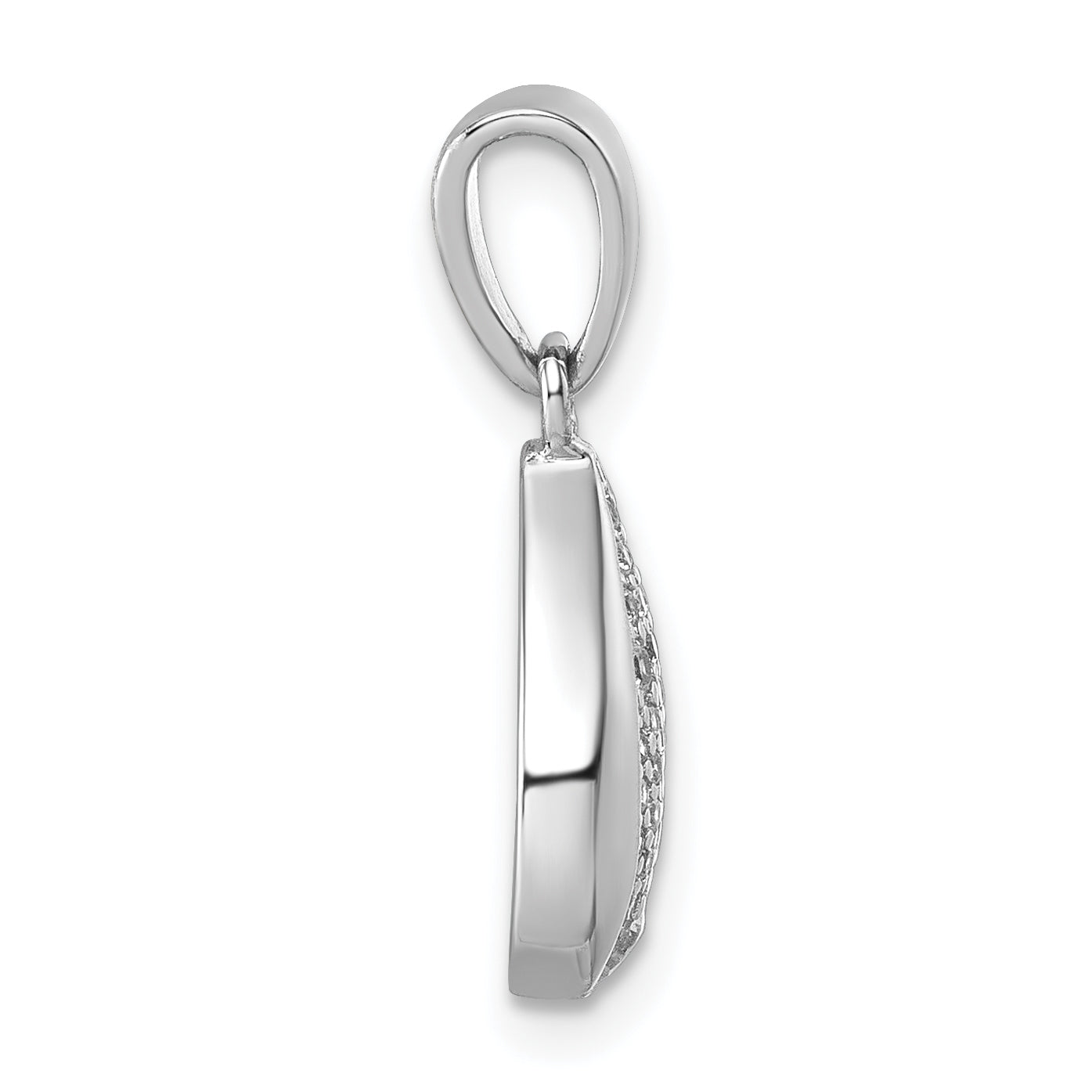 Sterling Silver Rhodium-plated Pave CZ Teardrop Pendant Secondary image