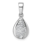 Sterling Silver Rhodium-plated Pave CZ Teardrop Pendant