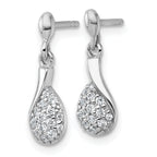 Sterling Silver Rhodium-plated Polished Fancy Teardrop CZ Dangle Post Earrings