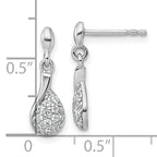 Sterling Silver Rhodium-plated Polished Fancy Teardrop CZ Dangle Post Earrings