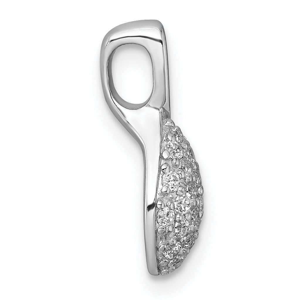 Sterling Silver Rhodium-plated Polished Fancy Teardrop CZ Chain Slide Pendant Secondary image