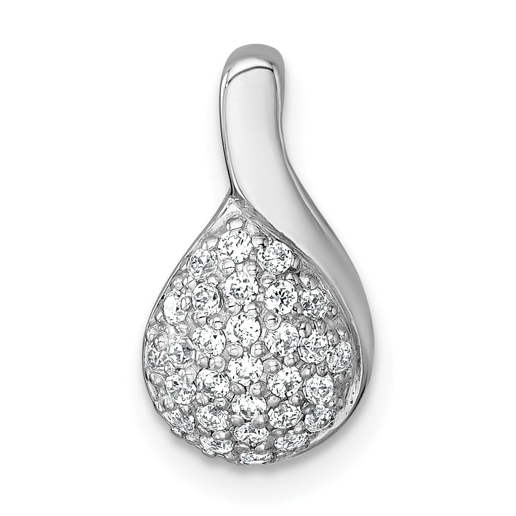 Sterling Silver Rhodium-plated Polished Fancy Teardrop CZ Chain Slide Pendant Main image
