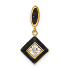 Sterling Silver Gold-plated CZ and Black Enameled Pendant