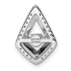 Sterling Silver Rhodium-plated Vibrant Moving CZ with Light Purple Enamel Kite-shape Chain Slide Pendant