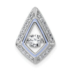 Sterling Silver Rhodium-plated Vibrant Moving CZ with Light Purple Enamel Kite-shape Chain Slide Pendant