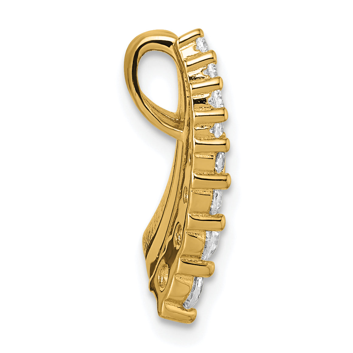 Sterling Silver Gold-tone Black Enamel and CZ Chain Slide Pendant Secondary image