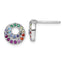 Sterling Silver Rhodium-plated Polished Rainbow CZ Double Circle Post Earrings