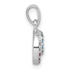 Sterling Silver Rhodium-plated Polished Rainbow CZ Double Circle Pendant